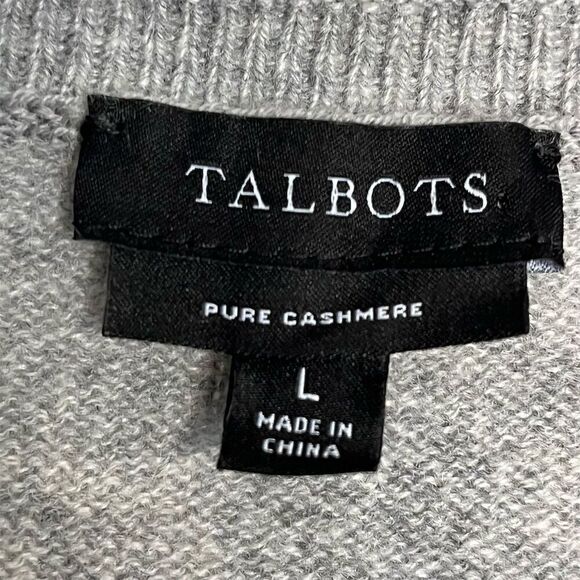 Talbots Women's Cashmere Crewneck Sweater Gray Pullover Size L - Picture 4 of 7